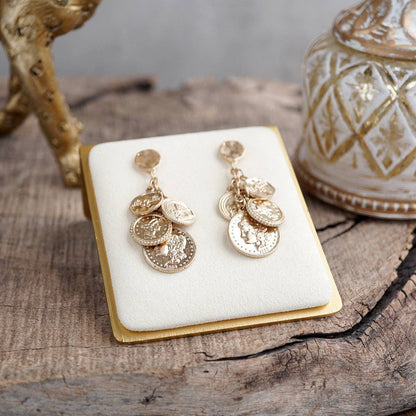 Starlit Relics – Coin Chandelier Statement Earrings