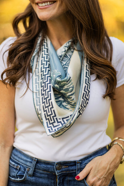 Green Pink Lily Pad Doe - Double-Sided Silk Scarf