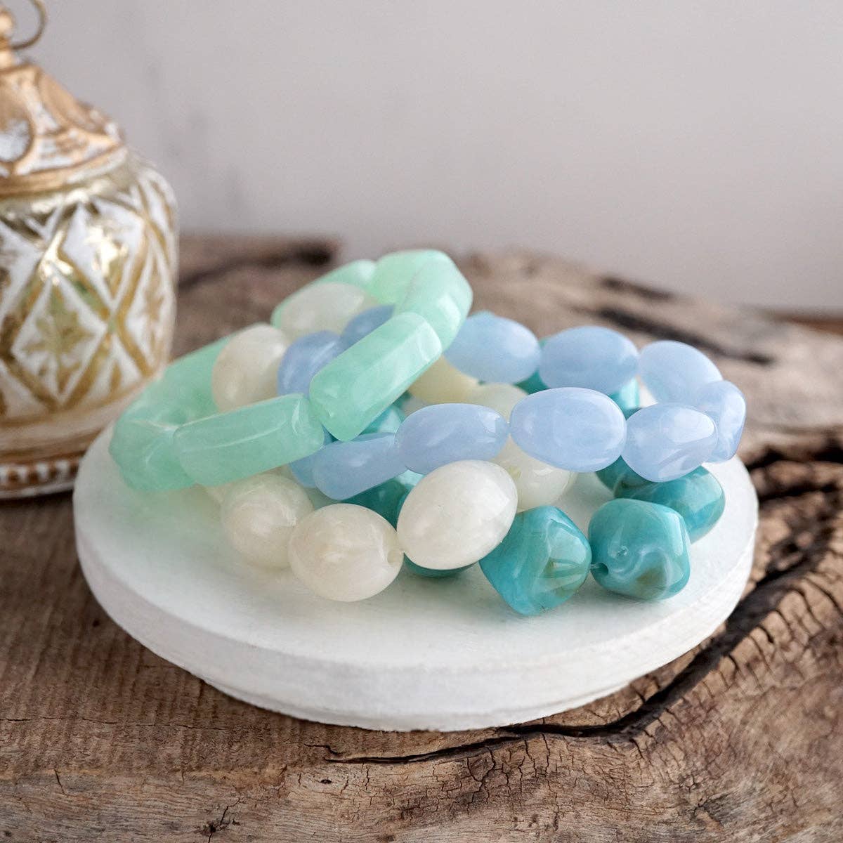Sorbet Stack – Set of 4 Chunky Acrylic Stretch Summer Bracelets