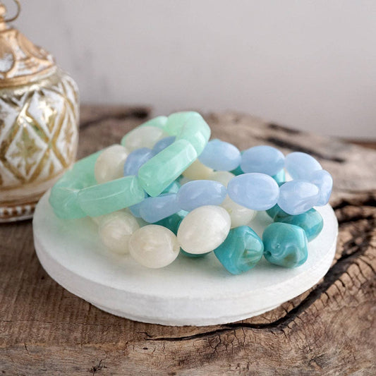 Sorbet Stack – Set of 4 Chunky Acrylic Stretch Summer Bracelets