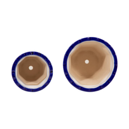 Ceramic Chinoiserie Pot Planters Set of 2 - Blue, 6/8 in.