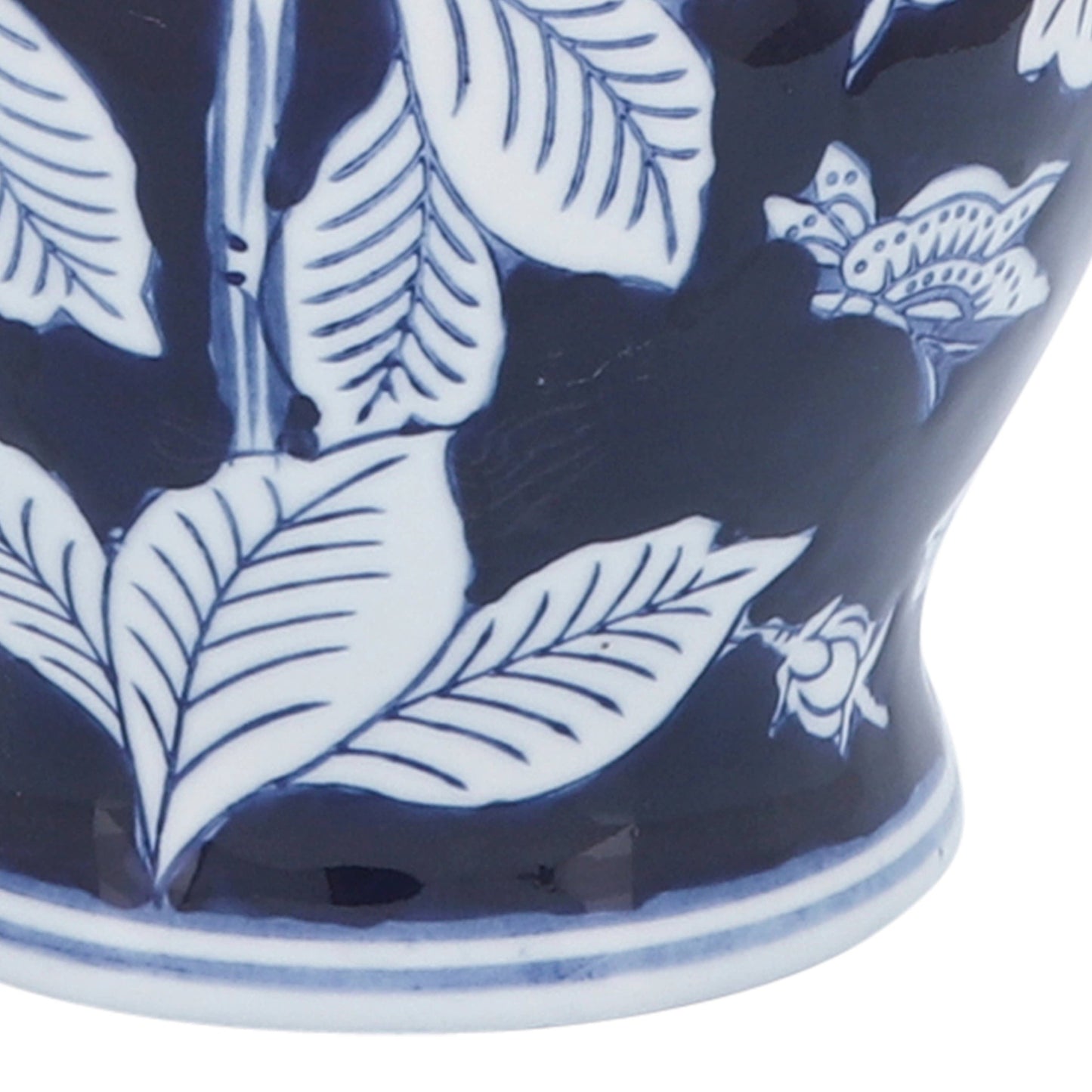 Decorative Vase - Blue Ceramic Floral Chinoiserie, 9 in.
