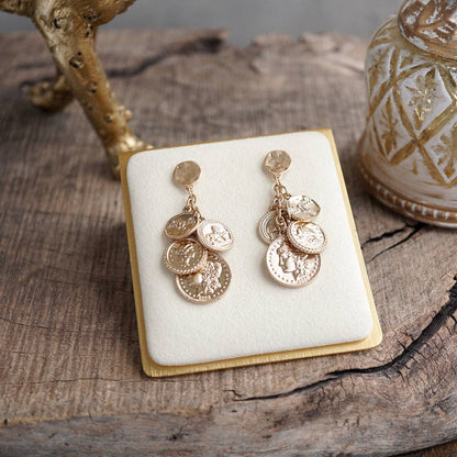 Starlit Relics – Coin Chandelier Statement Earrings