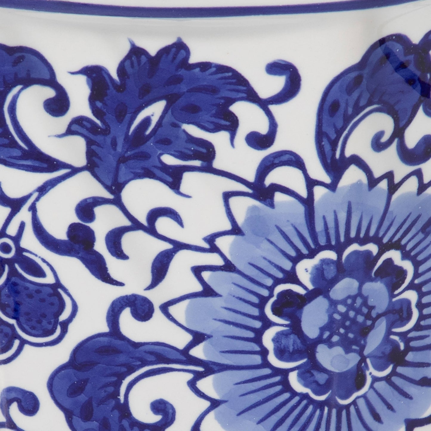 Ceramic Chinoiserie Pot Planters Set of 2 - Blue, 6/8 in.