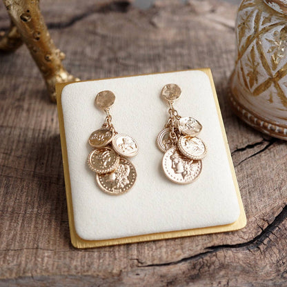 Starlit Relics – Coin Chandelier Statement Earrings