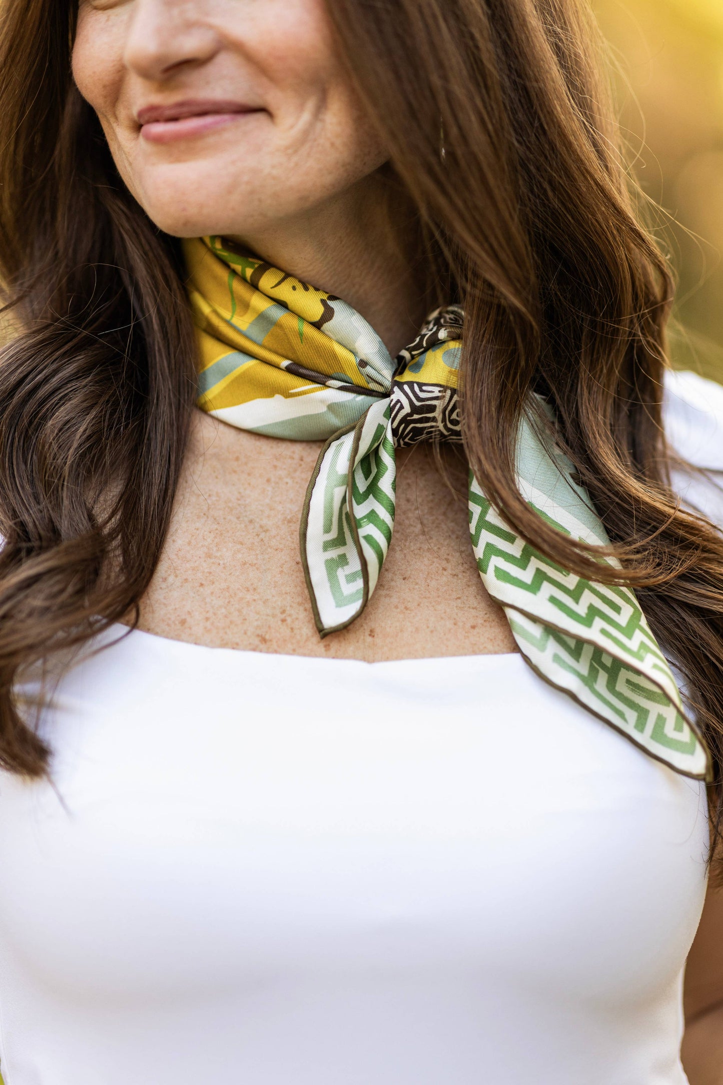 Green Pink Lily Pad Doe - Double-Sided Silk Scarf