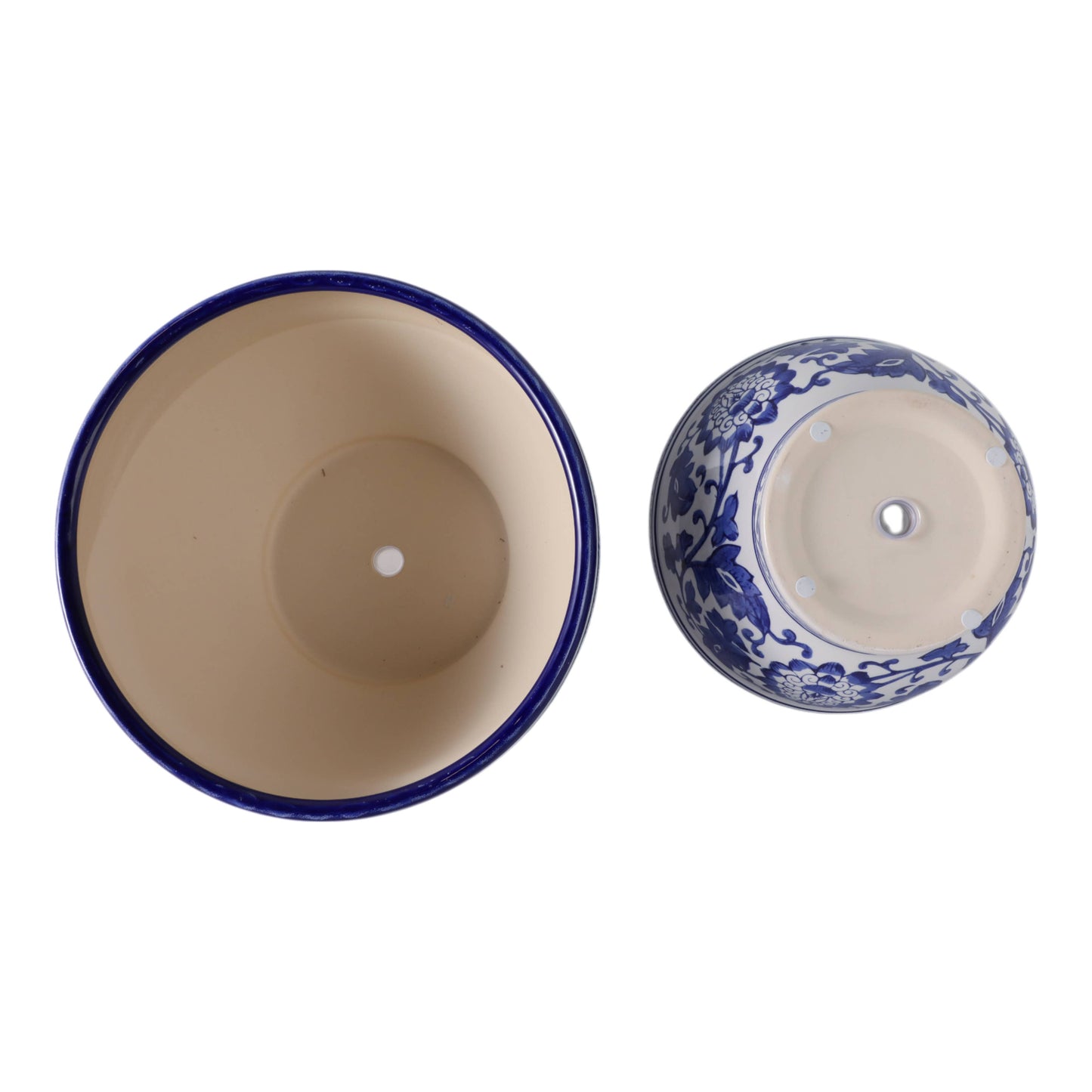 Planters Set of 2 - Blue/White Ceramic Chinoiserie, 9/11 in.