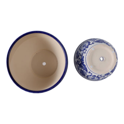 Planters Set of 2 - Blue/White Ceramic Chinoiserie, 9/11 in.