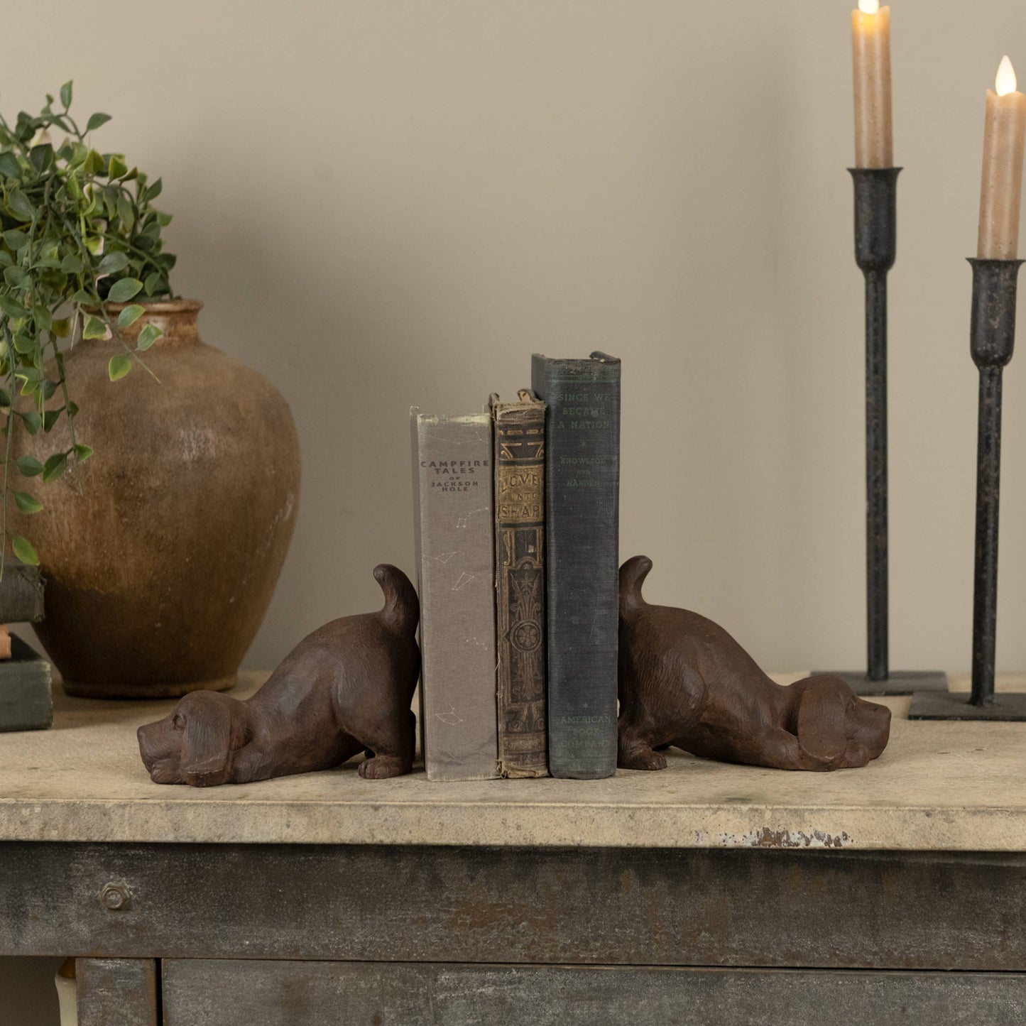 PAIR OF PUPPIES BOOKENDS