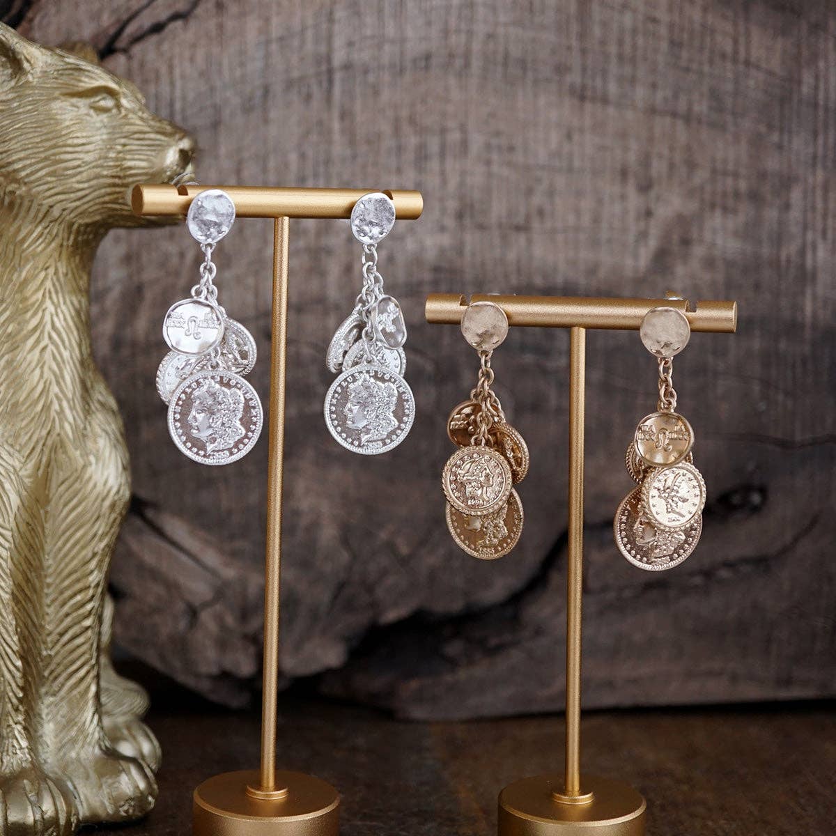 Starlit Relics – Coin Chandelier Statement Earrings