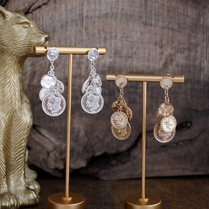 Starlit Relics – Coin Chandelier Statement Earrings