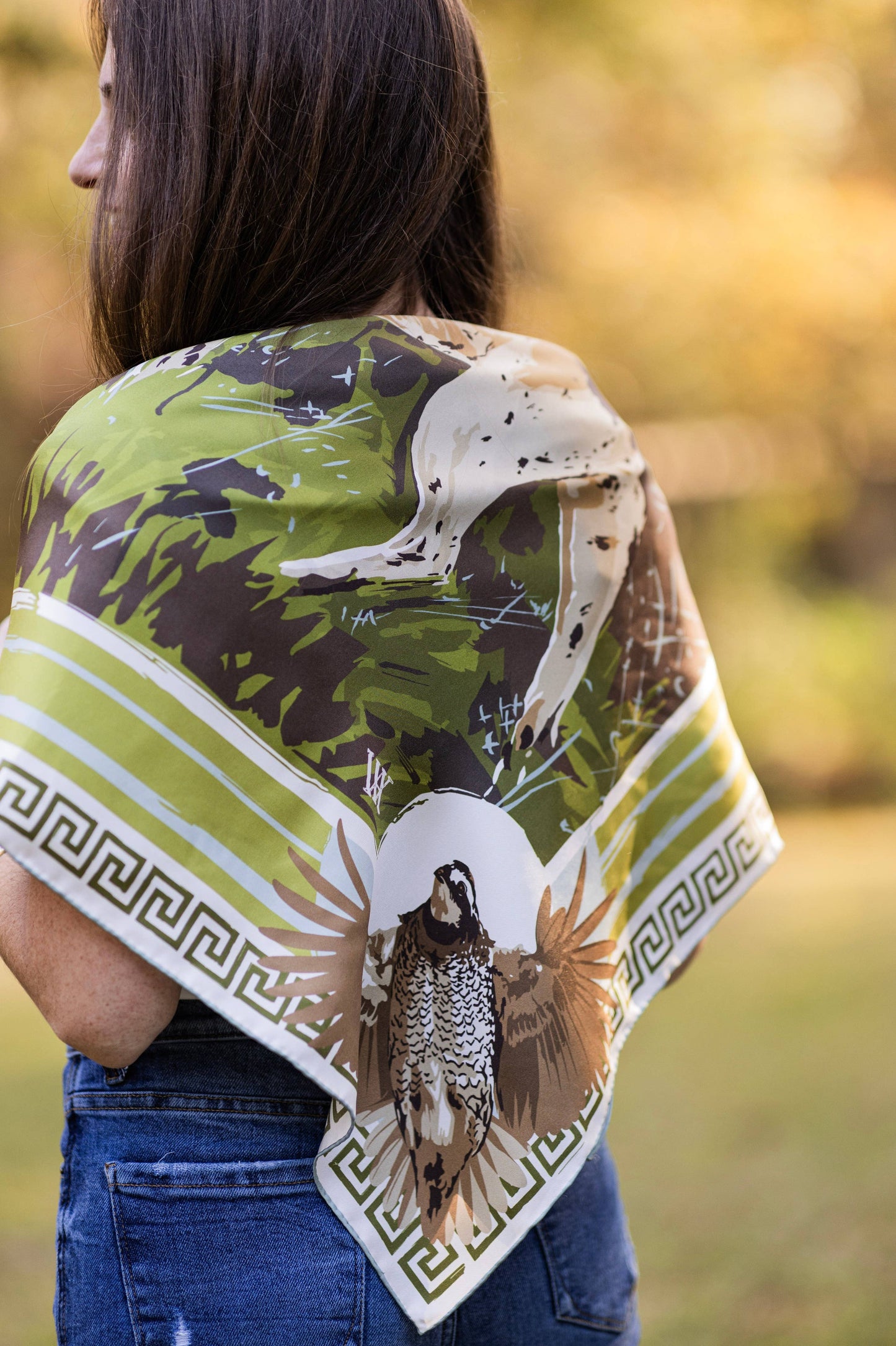 Green Pink Lily Pad Doe - Double-Sided Silk Scarf