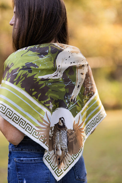 Green Pink Lily Pad Doe - Double-Sided Silk Scarf