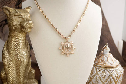 Sunlit Devotion – Cross Pendant Necklace with Pearl or Turquoise Accents
