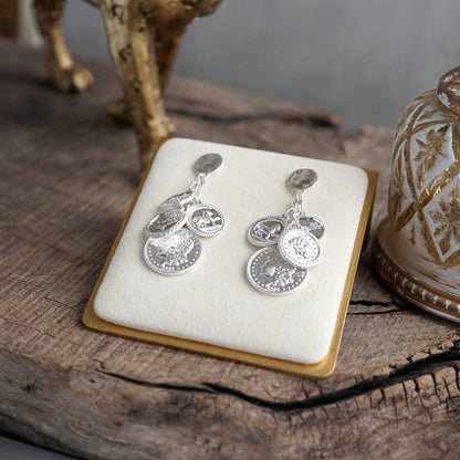 Starlit Relics – Coin Chandelier Statement Earrings