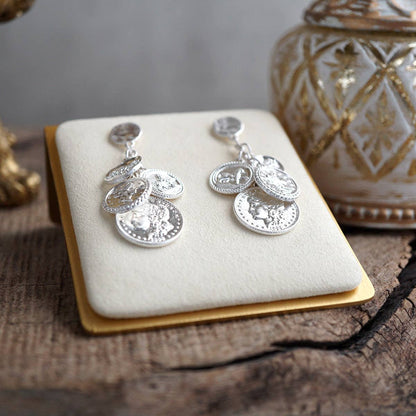 Starlit Relics – Coin Chandelier Statement Earrings