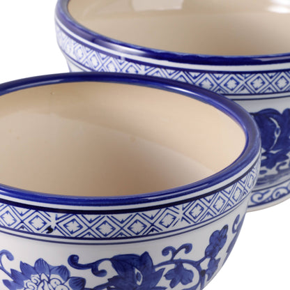 Planters Set of 2 - Blue/White Ceramic Chinoiserie, 9/11 in.