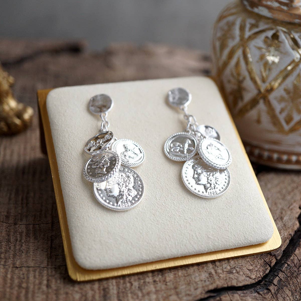 Starlit Relics – Coin Chandelier Statement Earrings