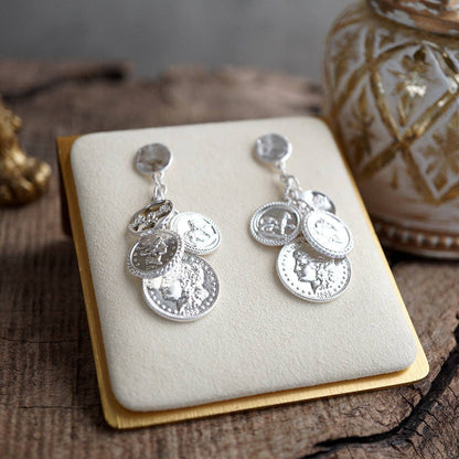 Starlit Relics – Coin Chandelier Statement Earrings