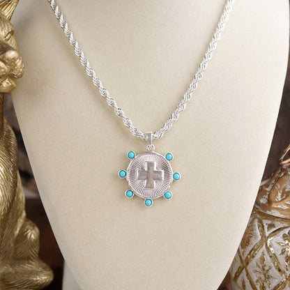 Sunlit Devotion – Cross Pendant Necklace with Pearl or Turquoise Accents