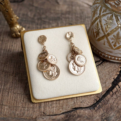 Starlit Relics – Coin Chandelier Statement Earrings