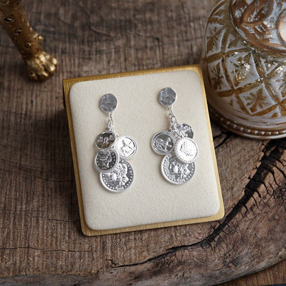 Starlit Relics – Coin Chandelier Statement Earrings